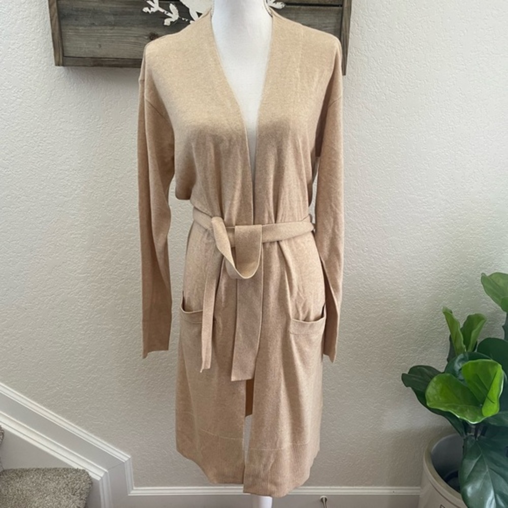 Veronica Beard Danzie long cardigan beige wool blend size L NWT